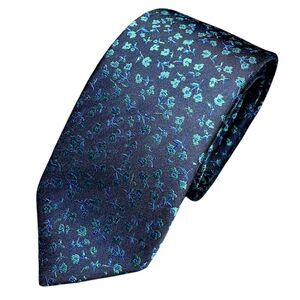 Floral Tie Mens Necktie Navy Blue Classic Elegant